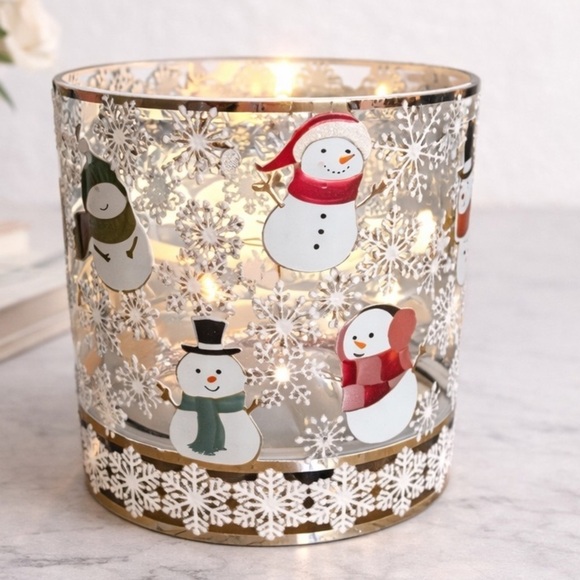 Bath & Body Works Other - Bath & Body Works Snowman Candle Holder - Red, White, Silver